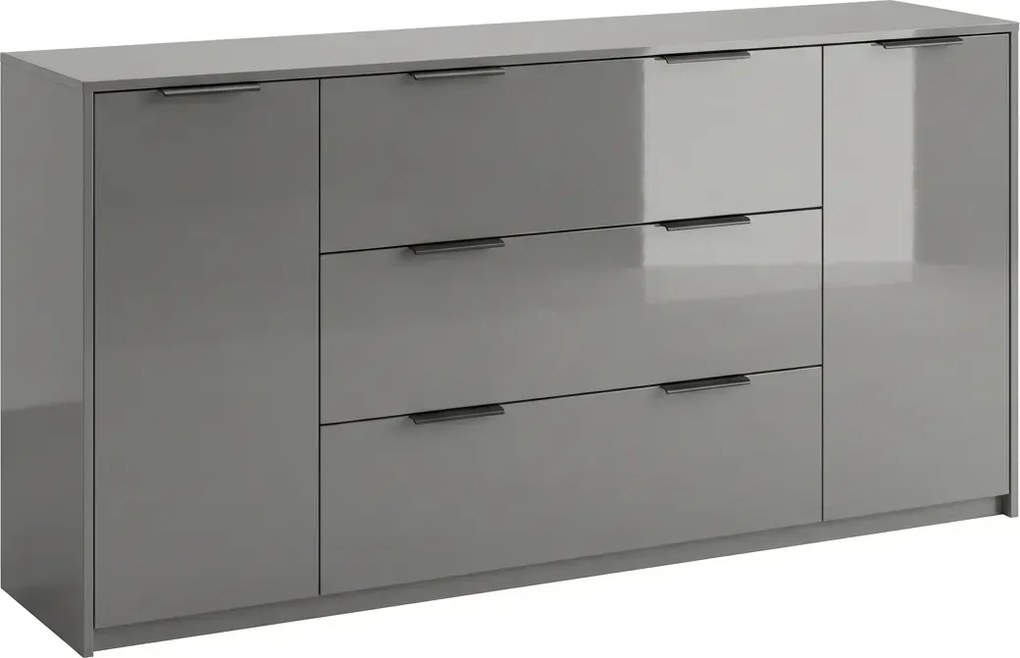 Szara komoda nowoczesna z 3 szufladami szary połysk lawa H1-C18