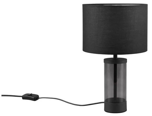 Czarna lampa stołowa z tekstylnym kloszem (wys. 33,5 cm) Grazia – Trio