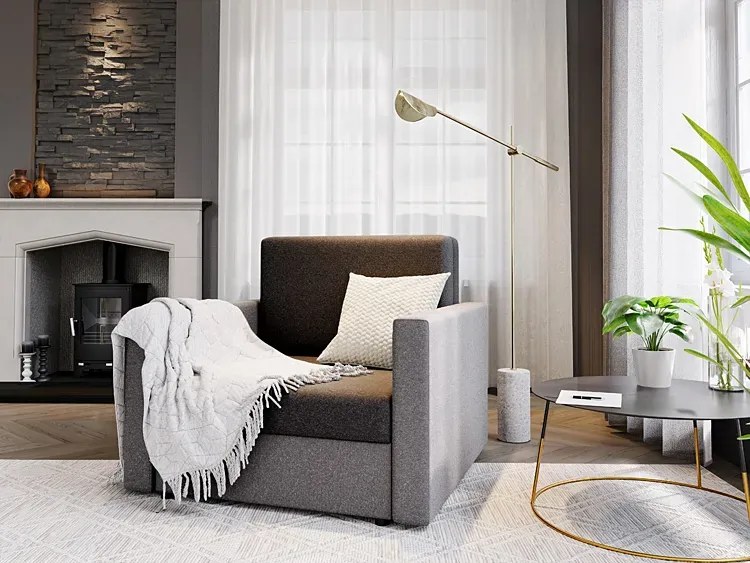 Sofa jednoosobowa amerykanka grafit + szary S9-F24