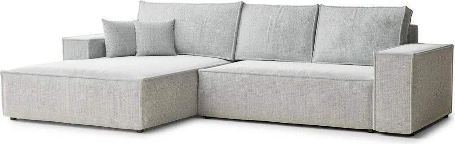 Jasnoszary rozkładany/ze schowkiem narożnik z tkaniny szenilowej (lewostronny/z szezlongiem) Maze – Maison de Rêve