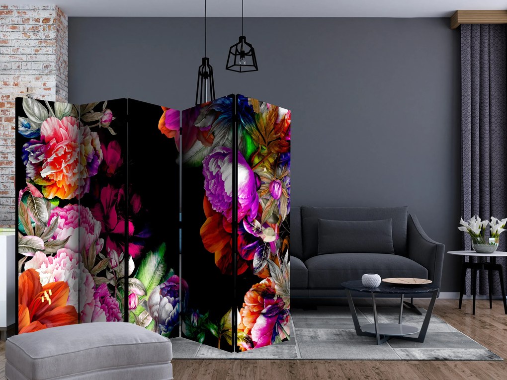 Parawan akustyczny Kwiaty 225x172 cm 5-częściowy wielokolorowy ARTGEIST B