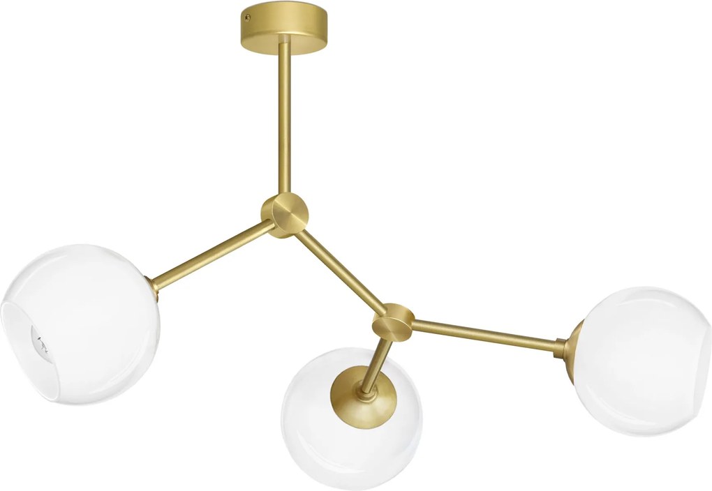Złota lampa wisząca z mosiądzu z białymi kloszami G-S3