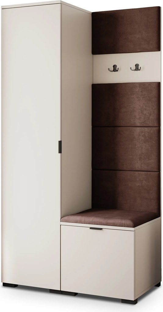 Masseno Garderoba LORI 95/181/51 cm Nowoczesna Szafa do Przedpokoju Kaszmir, MONOLITH 29 (Brązowy)