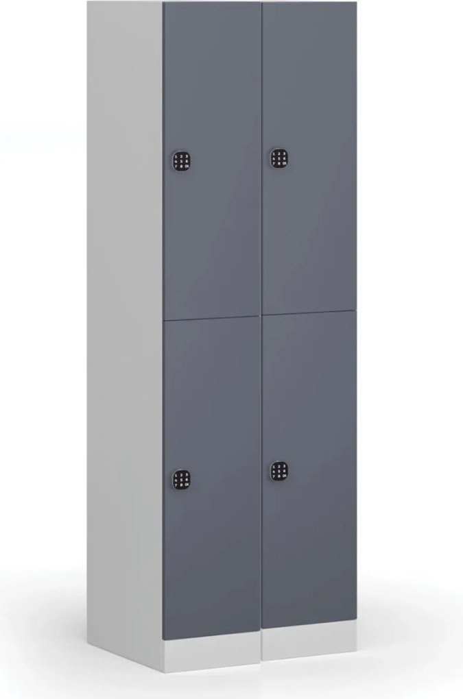 Szafka skrytkowa S1, 2 schowki, 1850 x 300 x 500 mm, zamek kodowy, drzwi beżowe