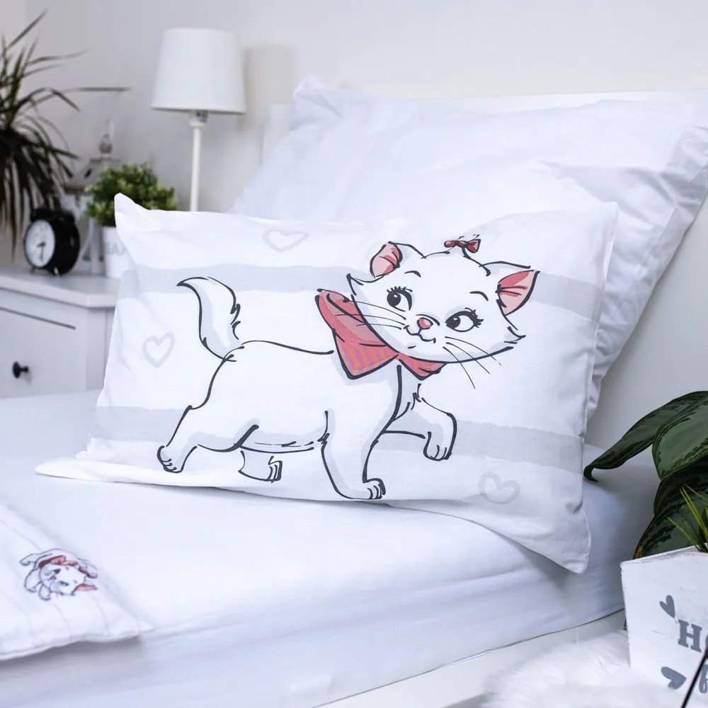 Biała bawełniana pościel dziecięca do łóżeczka 100x135 cm Marie Cat "Bow" – Jerry Fabrics