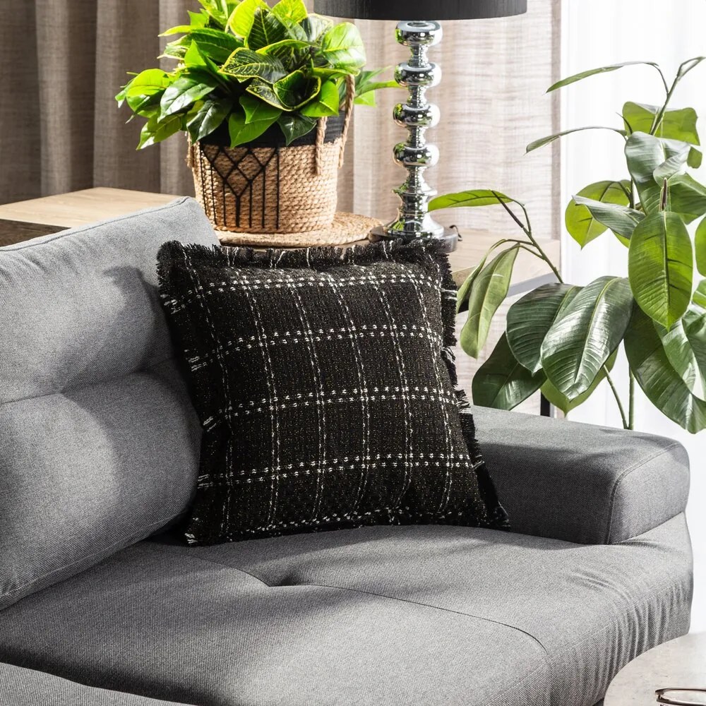 Czarna poszewka w kratkę Dara