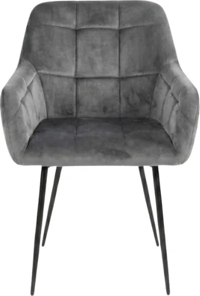 Szare krzesło jadalniane LOREN VELVET z czarnymi nogami
