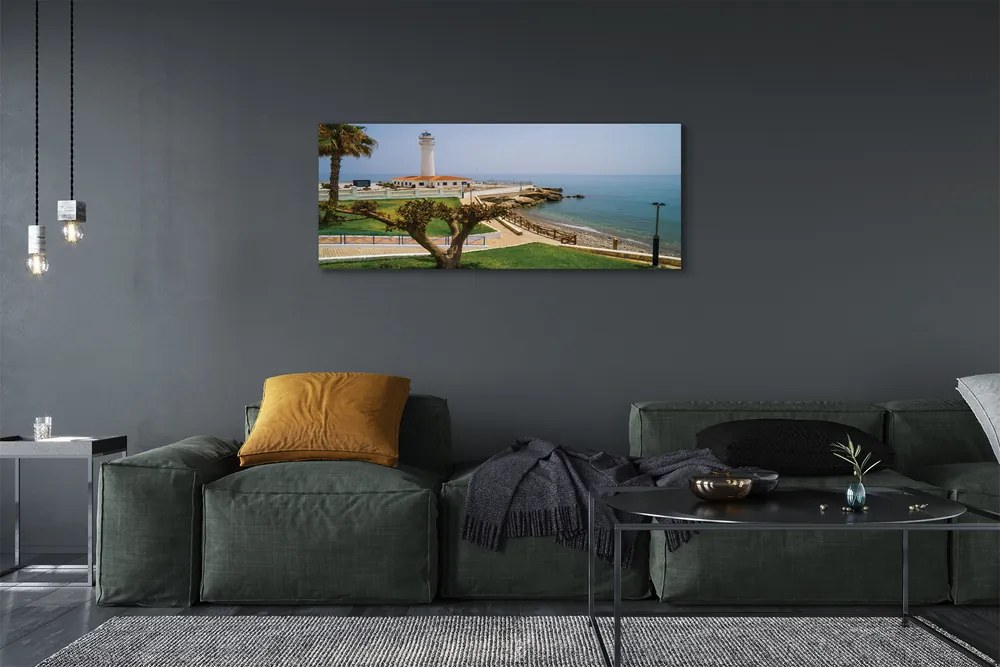 Fotoobraz na płótnie Latarnia Morska na Skalistym Brzegu