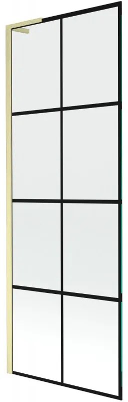 Mexen Next L parawan nawannowy 1-skrzydłowy 70 x 150 cm, czarny wzór, złoty szczotkowany - 895-070-000-03-77-55