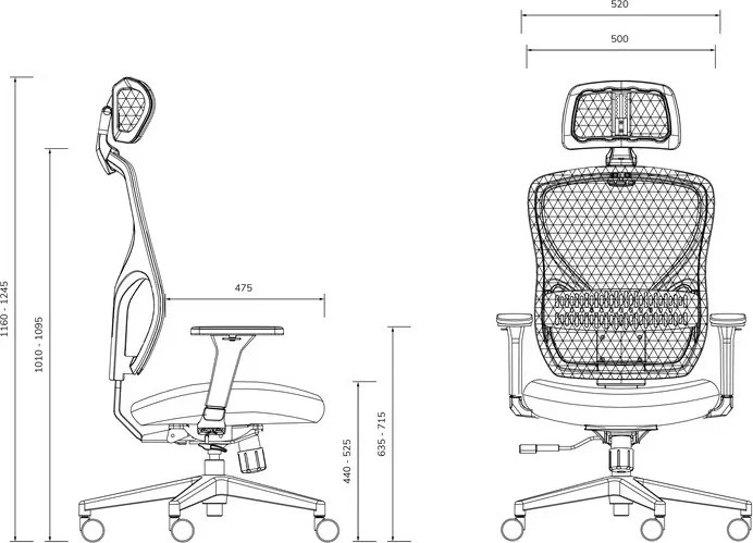Fotel biurowy siateczkowy Orbit z zagłówkiem, czarny