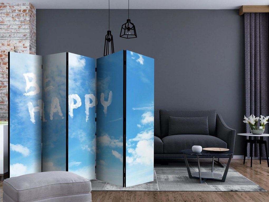 Parawan akustyczny Napisy 225x172 cm 5-częściowy niebieski ARTGEIST B