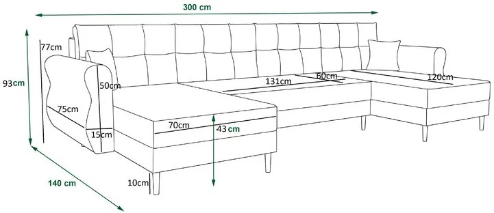 Jasnoszary tapicerowany narożnik w kształcie litery U W4-F13