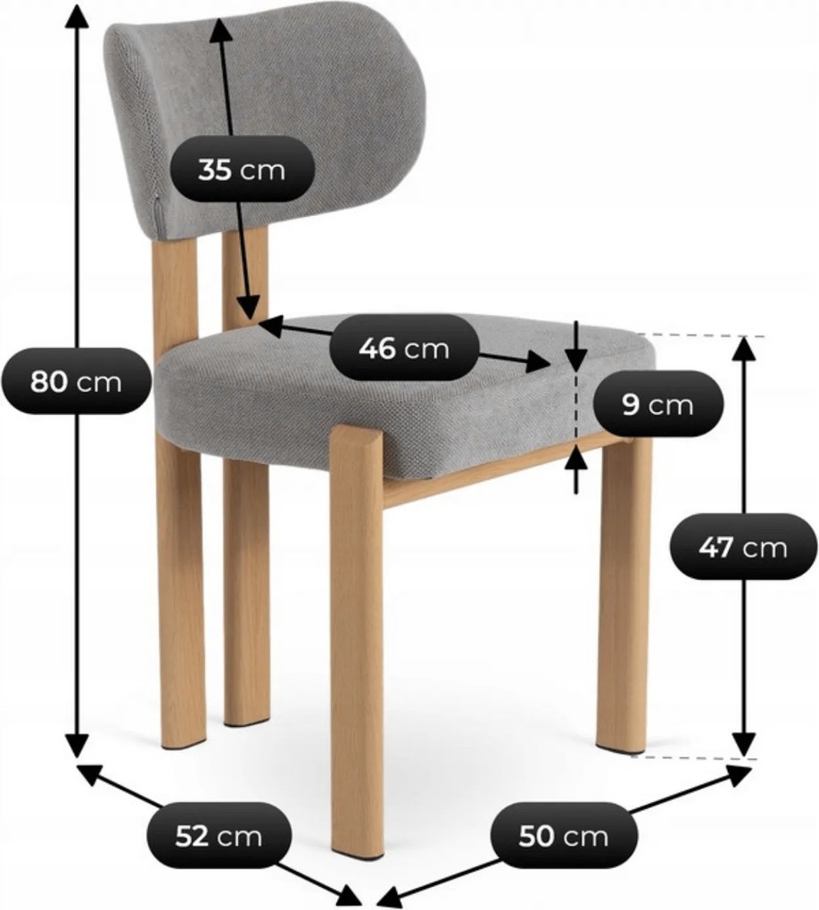 Krzesło Tapicerowane GRENADA Dąb/Szare Nowoczesne
