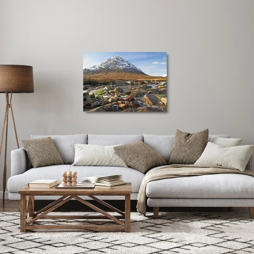 Obraz na szkle - Góra z rzeką (70x50 cm)