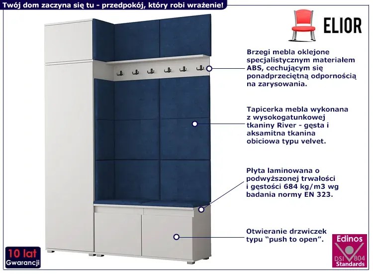 Garderoba do przedpokoju z nadstawką biały + granat T0-R51