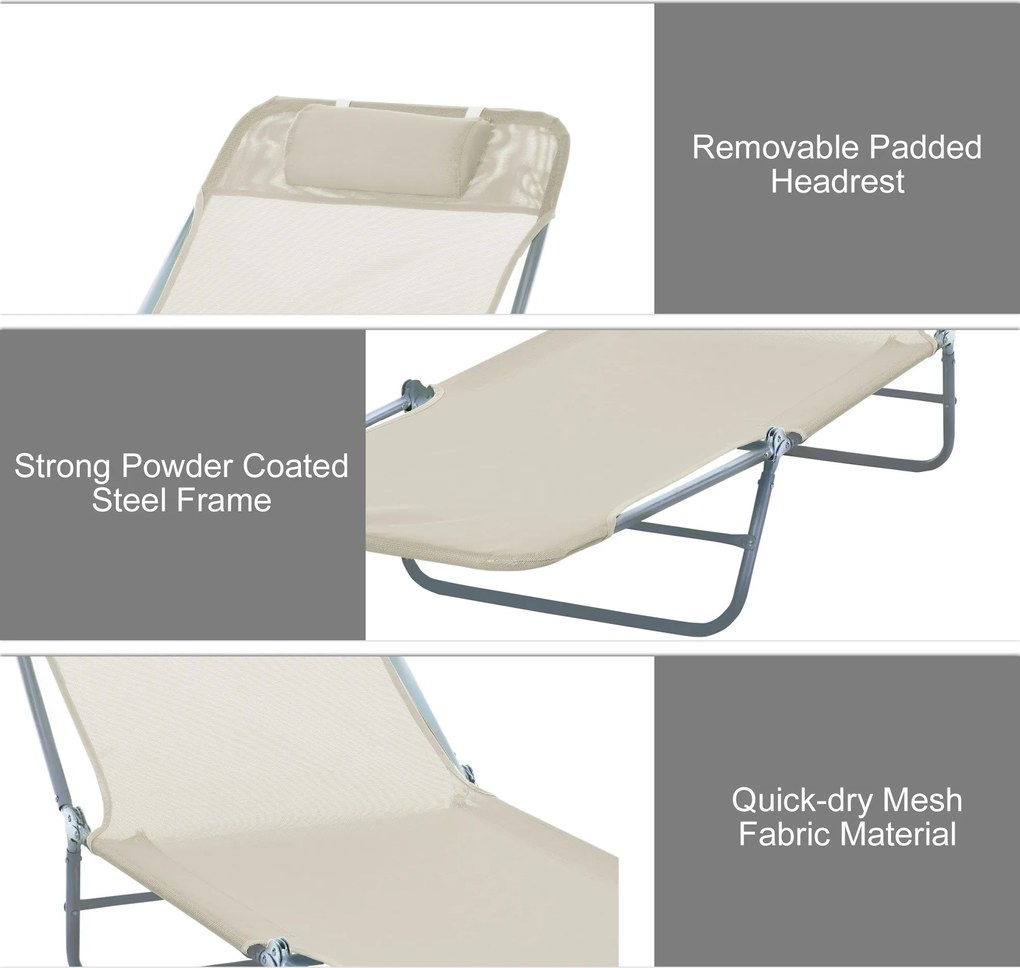Outsunny Leżak ogrodowy wypoczynkowy składany 4 kolory Kremowy komfort i styl | Aosom PL