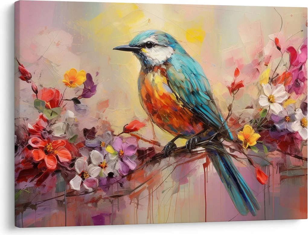 Obraz - Malowanie ptaka (70x50 cm)