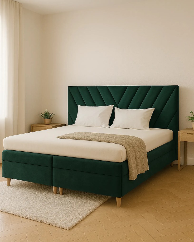 Łóżko kontynentalne w kolorze zielony 5 rozmiarów W6-L16