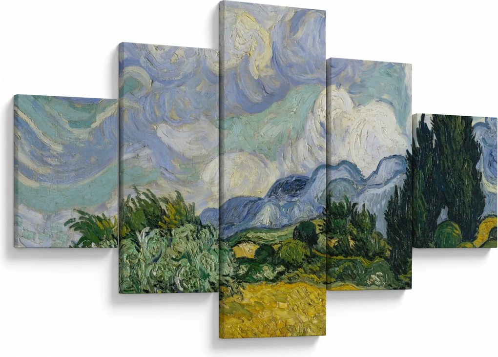 Obraz - Vincent van Gogh, Wheat Field with Cypresses, reprodukcje (125x70 cm)