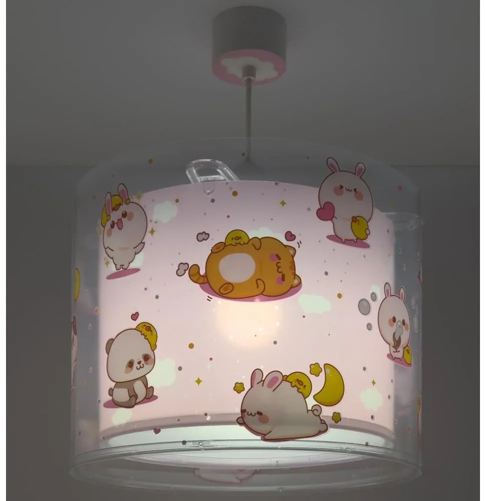 Dalber 41762S - Dziecięca lampa sufitowa KAWAII FRIENDS 1xE27/15W/230V różowa