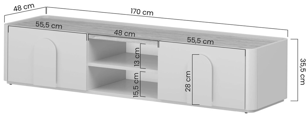 Szafka RTV Amilio 170 cm z szufladą - kaszmir / dąb olejowany / uchwyty kaszmir