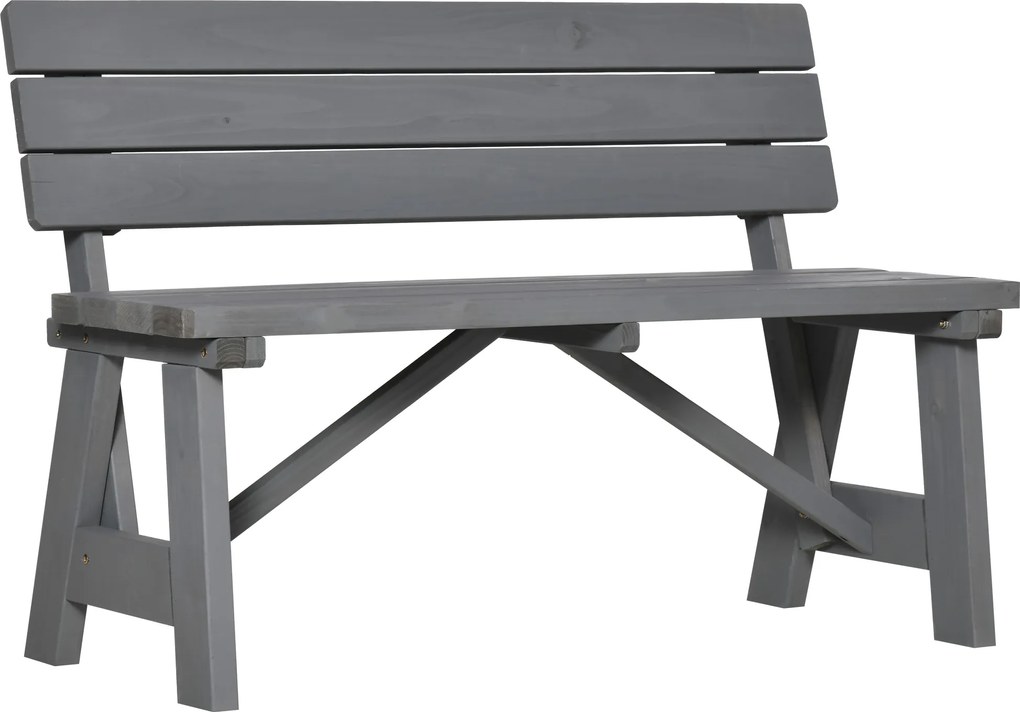 Outsunny 2-osobowa Ławka Ogrodowa z Drewna, Odporna na Warunki Pogodowe, z Oparciem 116 x 56 x 80 cm, Szara