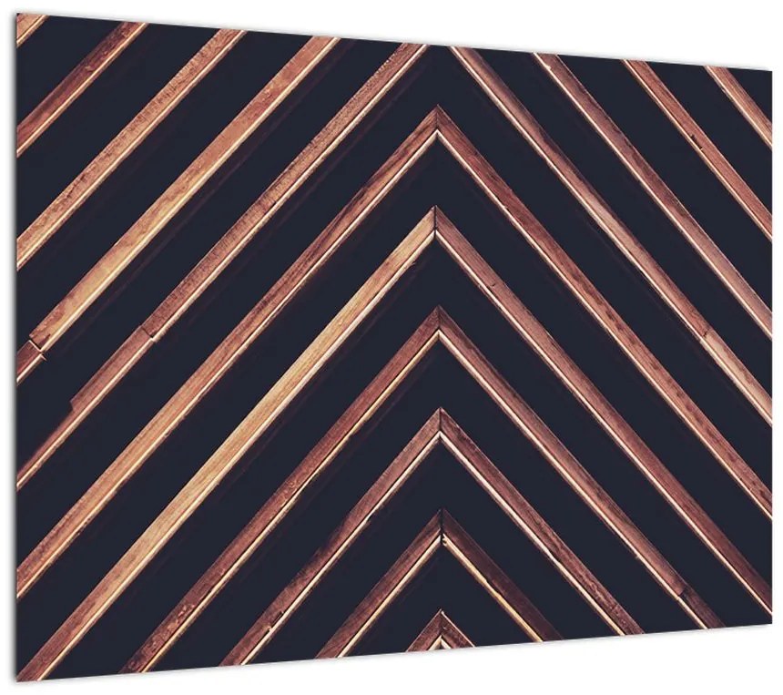 Obraz na szkle drewnianego motywu na czarnym tle (70x50 cm)