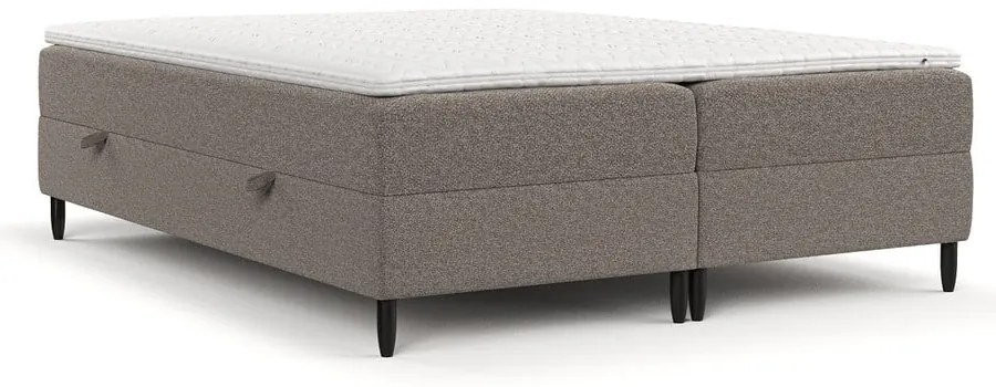 Brązowe łóżko boxspring ze schowkiem 200x200 cm Malte – Maison de Rêve