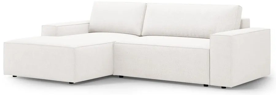 Biały rozkładany narożnik z materiału bouclé (lewostronny) Jodie – Micadoni Home