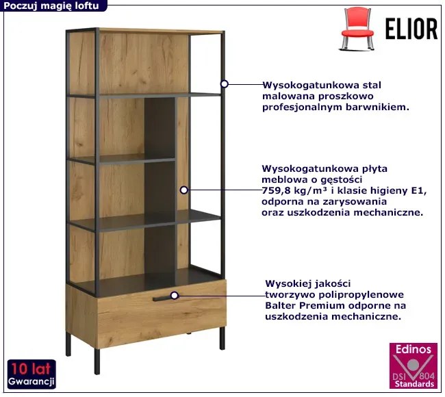 Loftowy wysoki regał otwarty W1-L58