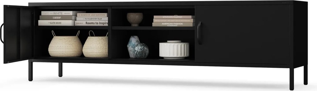 Metalowa szafka RTV Modern Rosaria XL, kolor czarny