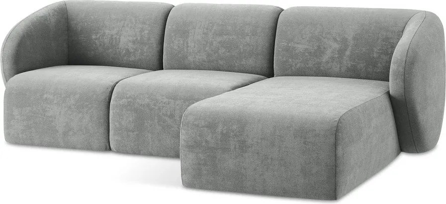 Szary narożnik z tkaniny szenilowej (prawostronny/z szezlongiem) Lani – Makamii