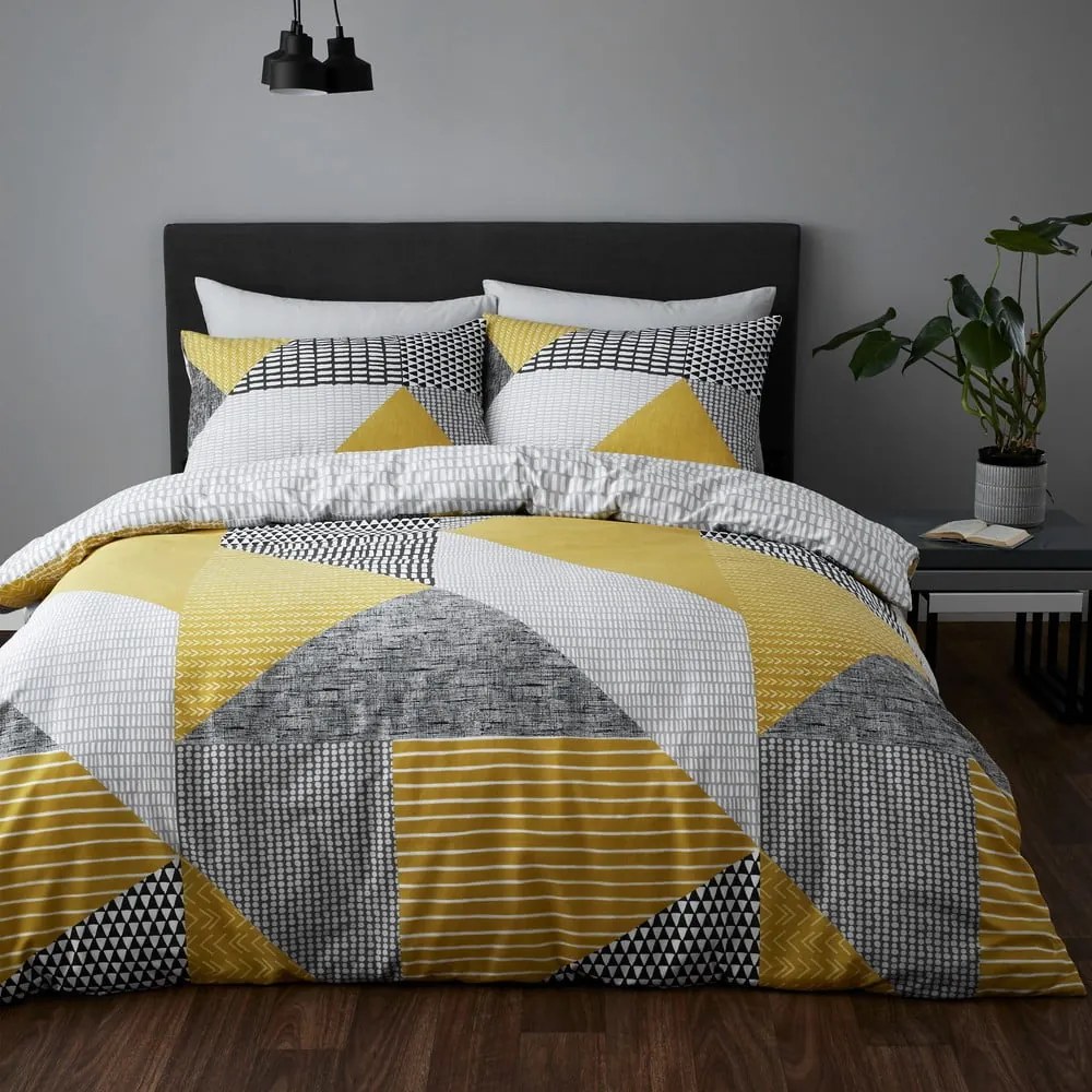 Żółta pościel dwuosobowa 230x220 cm Larsson Geo – Catherine Lansfield