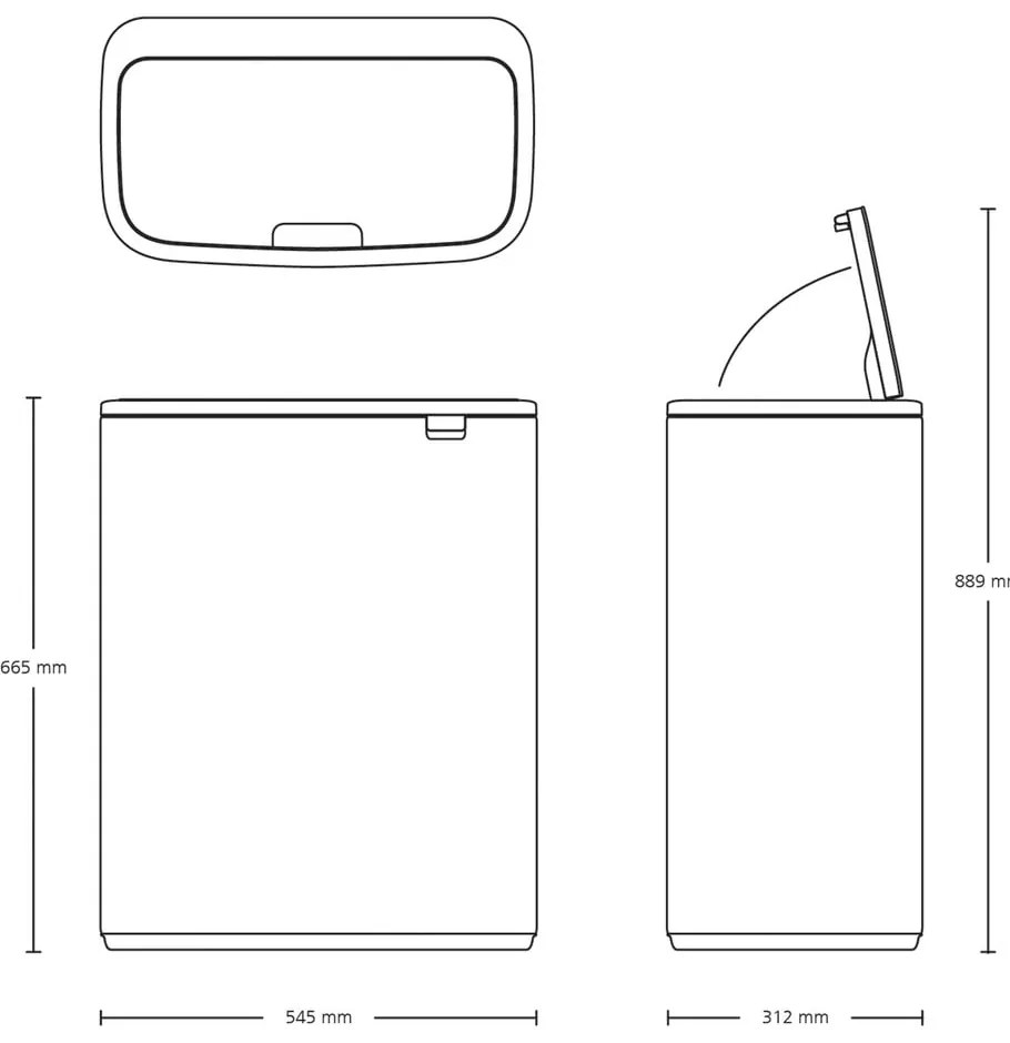 Stalowy kosz na śmieci w kolorze matowego srebra do segregacji odpadów otwierany na dotyk 60 l Bo Touch Bin – Brabantia