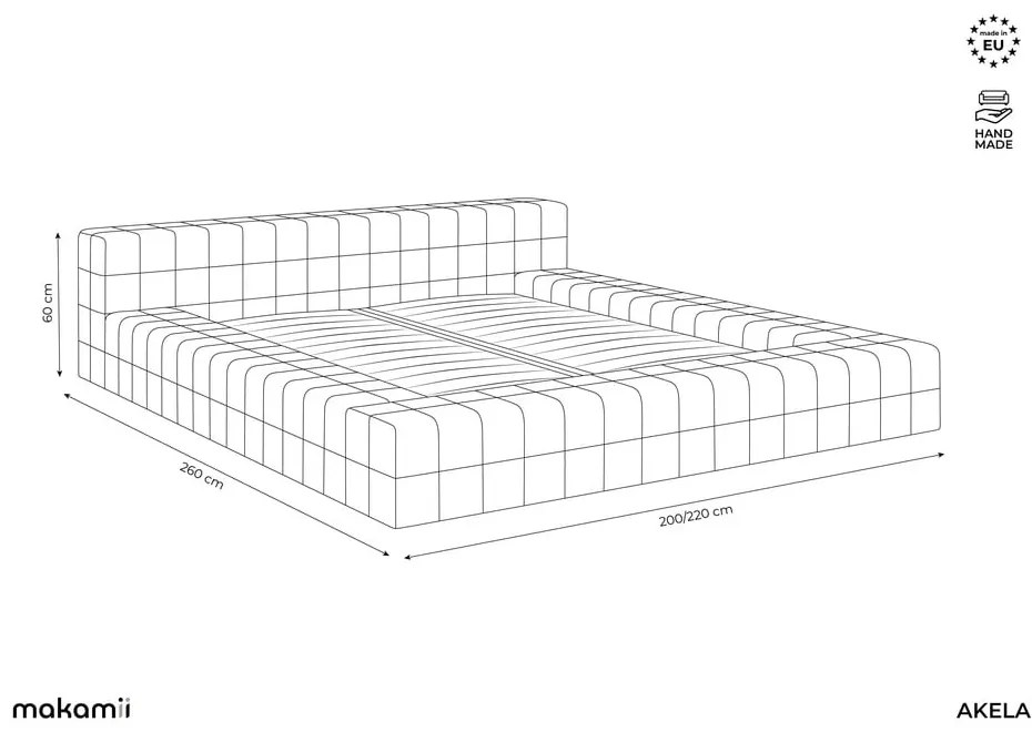 Zielone tapicerowane łóżko dwuosobowe ze stelażem 140x200 cm Akela – Makamii