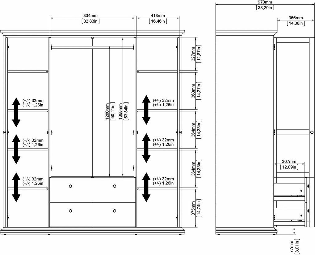 Szafa Paris 4+2 kolor szary