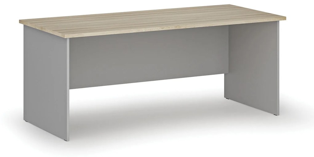 Biurko proste PRIMO GRAY, 1800 x 800 mm, szary/dąb naturalny