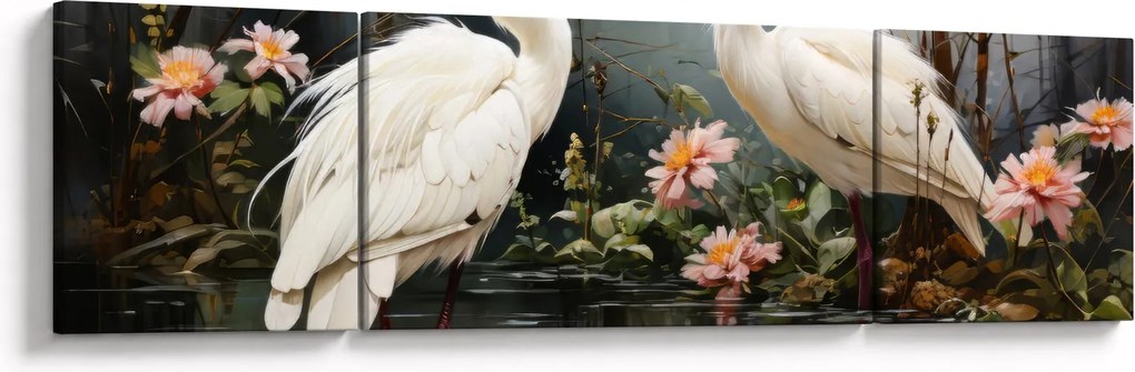 Obraz - Białe żurawie (170x50 cm)