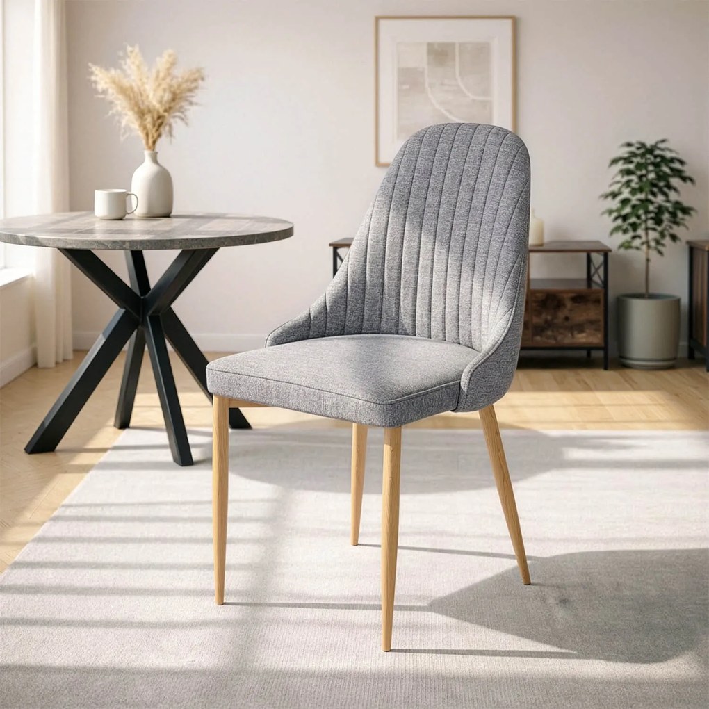 Krzesło Tapicerowane do Jadalni TORINO Szare Nowoczesne