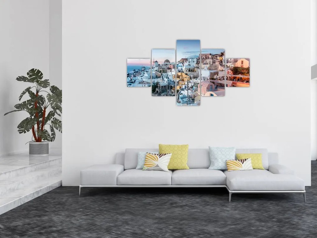 Obraz - Zmierzch na Santorini (125x70 cm)