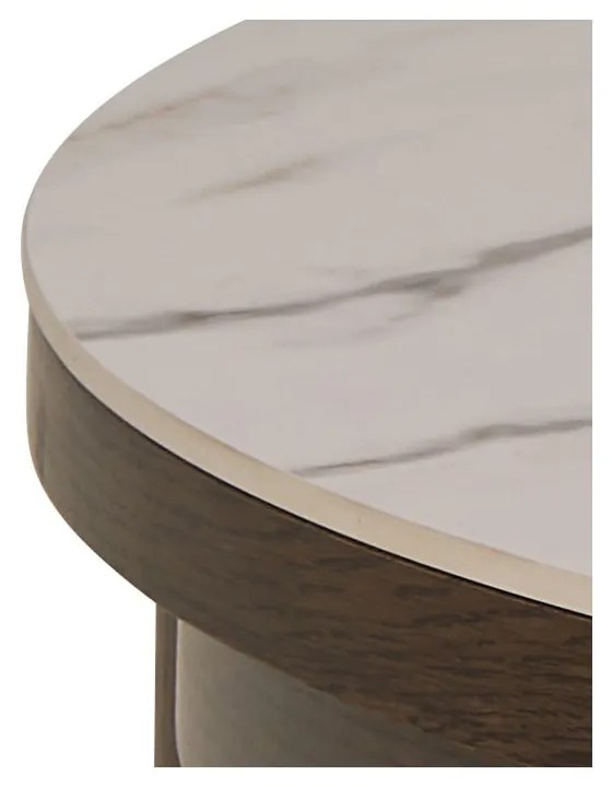 Beżowo-ciemnobrązowy okrągły stolik z ceramicznym blatem ø 90 cm Southampton – Actona