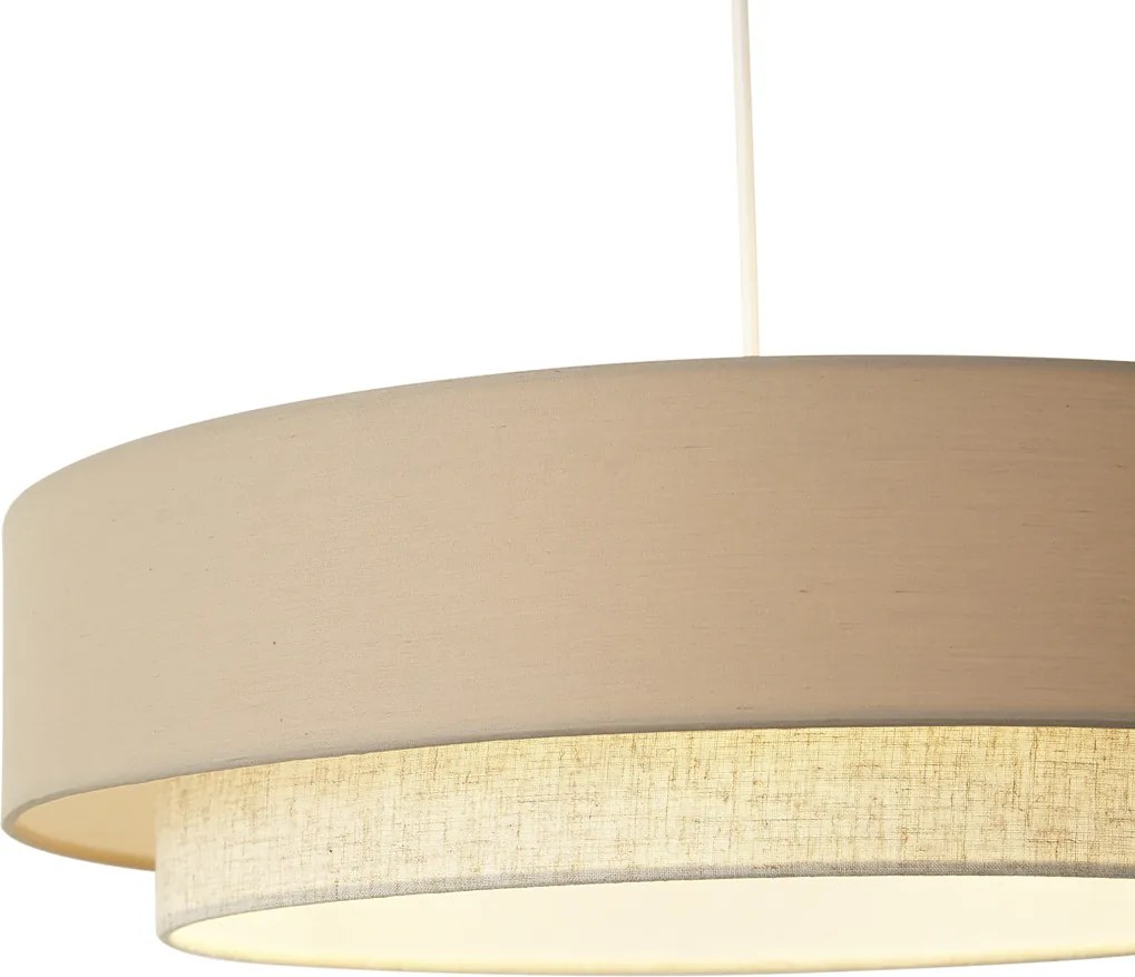 Nowoczesna lampa wisząca beżowa z naturalnym kolorem 50 cm 3-źródła światła - Drum Duo