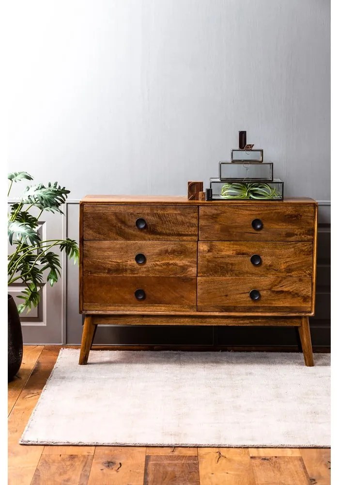 Brązowa niska komoda z litego drewna 114x80 cm Espita – Light & Living
