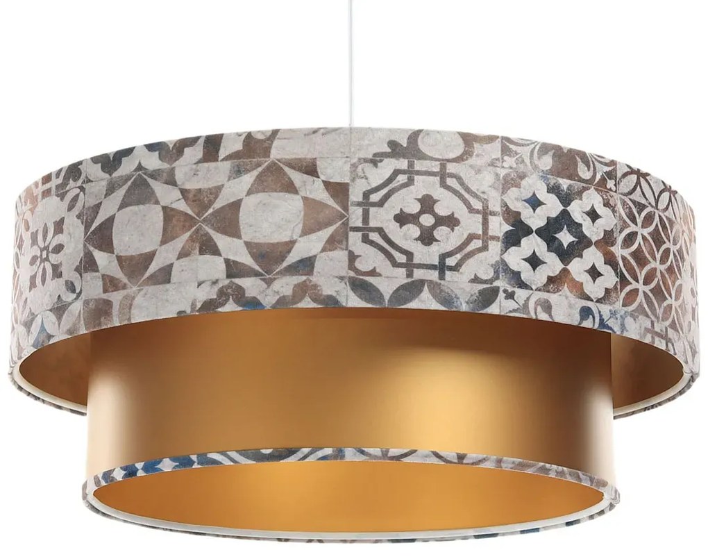 Złota lampa wisząca z welurowym abażurem - S433 S4-N63