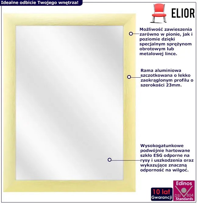 Złote lustro w ramie aluminiowej A2-D12