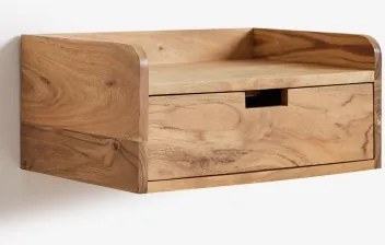 Zestaw 2 Wiszących Stolików Nocnych 45x30 Cm Z Drewna Akacjowego Narbona Rustykalny Brąz Akacjowy - Sklum