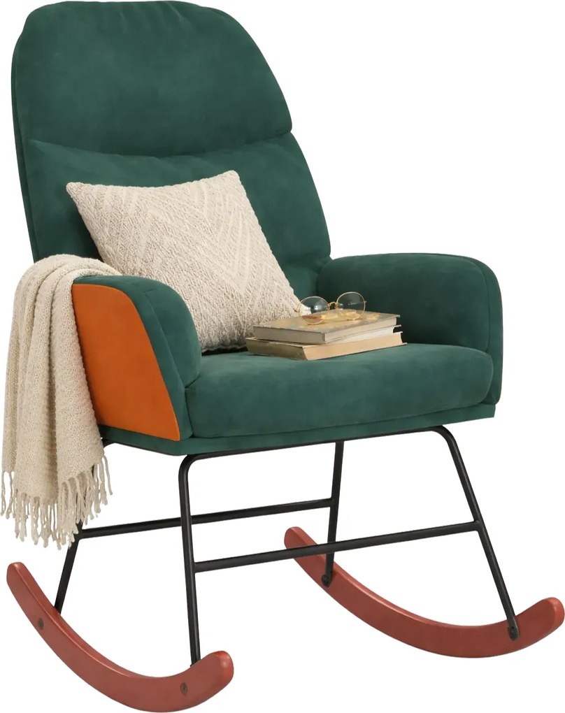 Ciemnozielony bujany fotel do salonu K9-F55