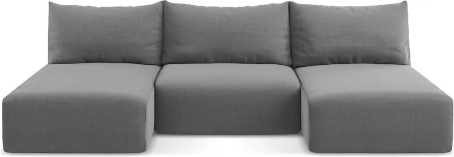 Szary aksamitny rozkładany narożnik ze schowkiem (w kształcie litery U) Kalena – Makamii