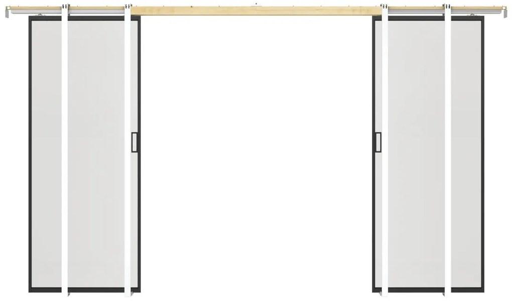 Drzwi przesuwne podwójne chowane w ścianie - aluminium i matowe szkło hartowane - 2 x wys. 205 x szer. 73 cm - LINCI II
