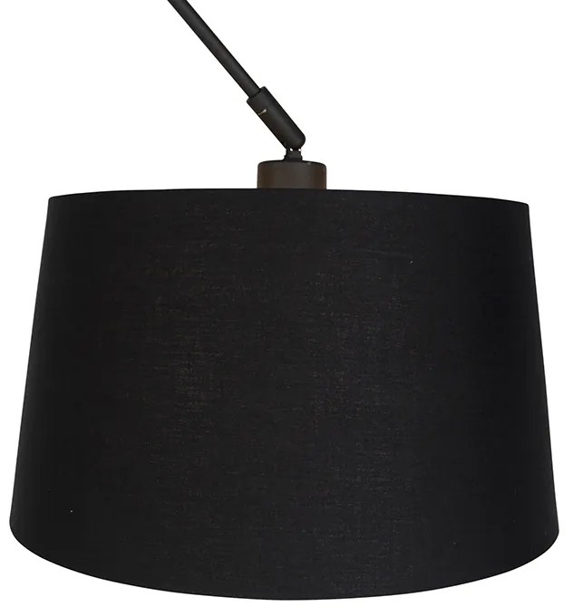 Lampa wisząca czarna z czarnym i złotym abażurem bawełnianym 35 cm - Blitz Nowoczesny Oswietlenie wewnetrzne